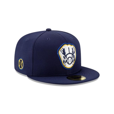 Blue Milwaukee Brewers Hat - New Era MLB 2021 Spring Training 59FIFTY Fitted Caps USA5647081